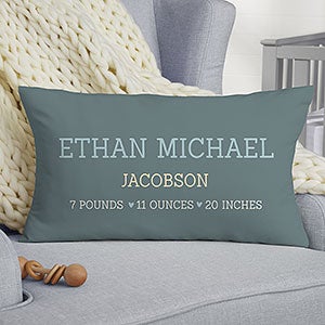 Modern All About Baby Boy Personalized Lumbar Baby Velvet Throw Pillow - 29784-LBV