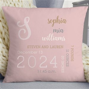 Modern All About Baby Girl Personalized 18 Baby Velvet Throw Pillow - 29785-LV