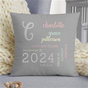 Modern All About Baby Girl Personalized 14-inch Throw Pillow - 29785-S