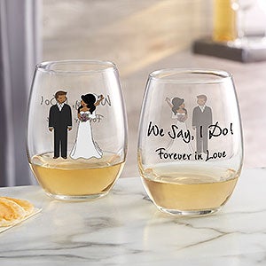 Wedding Couple philoSophies® Personalized Stemless Wine Glass - 29872-S