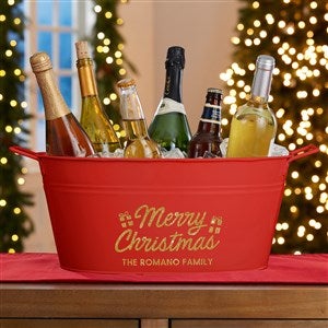 Merry Christmas Personalized Beverage Tub - Red - 29908-MCR