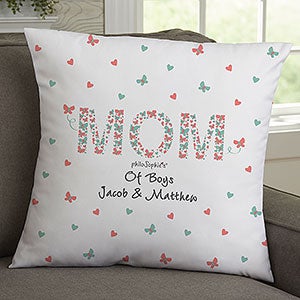 Floral Mom philoSophies Personalized 18-inch Velvet Throw Pillow - 29936-LV