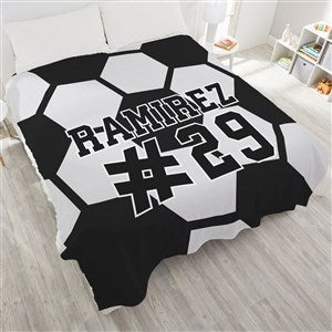 Soccer Personalized 90x90 Plush Queen Fleece Blanket - 29967-QU