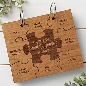 Pieces Of Her Heart Personalized Wood Photo Album - Natural Alderwood - 30051-N