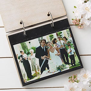 Stamped Elegance Personalized Wedding Whitewash Wood Photo Album