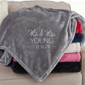 Stamped Elegance Personalized 60x80 Grey Fleece Blanket - 30079-LG