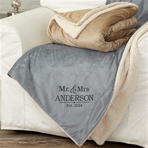 Wedding Couple Embroidered 50x60 Grey Sherpa Blanket - 30081-GS