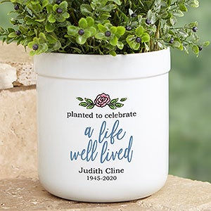 A Life Well Lived Personalized Memorial Outdoor Flower Pot - 30151