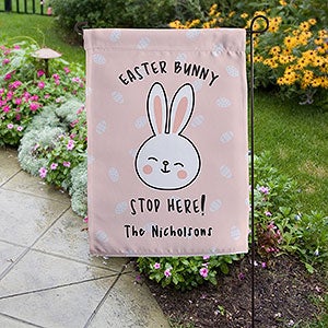 Easter Bunny Stop Here Personalized Garden Flag - 30153-SH
