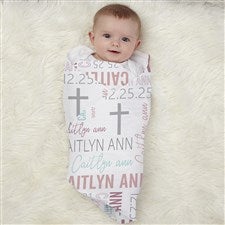 Christening Day For Her  Personalized Baby Receiving Blanket - 30198