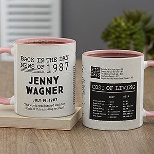 Back in the Day Personalized Coffee Mug 11 oz Pink - 30226-P