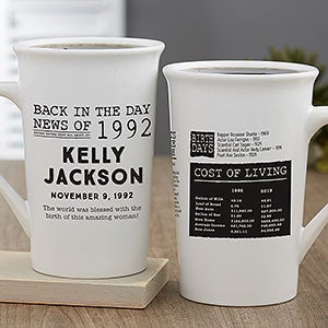Back in the Day Personalized Latte Mug 16 oz.- White - 30226-U