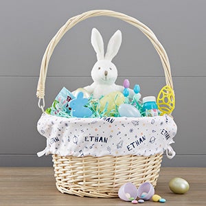 Space Personalized Natural Easter Basket with Folding Handle - 30247
