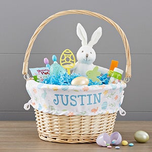 Easter Pattern Personalized Natural Wicker Easter Basket - 30251-P