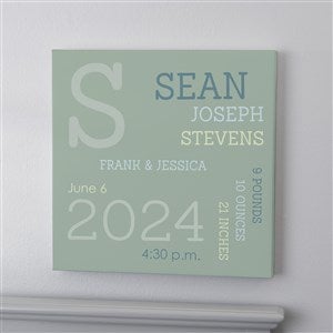 Modern All About Baby Boy Personalized Baby Canvas Prints - 20 X 20 - 30265-L