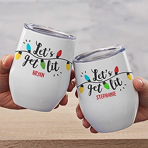 Lets Get Lit Personalized Stainless Insulated Wine Cup - 30292