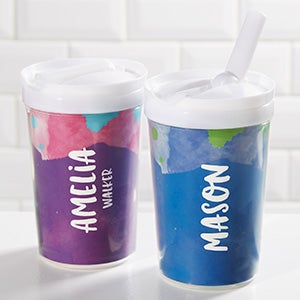 Watercolor Name Personalized Toddler 8oz. Sippy Cup - 30441