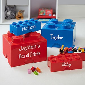 Personalized LEGO Storage Brick Container - Small Bright Red