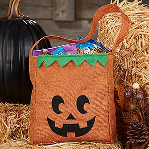 Jack-OLantern Burlap Small Halloween Treat Bag - 30486