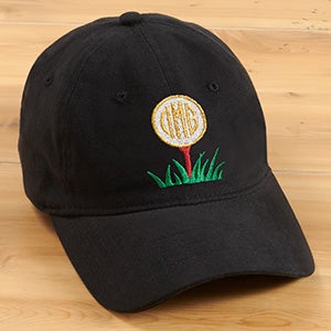 Golf Ball Monogram Personalized Black Baseball Cap - 30498-B