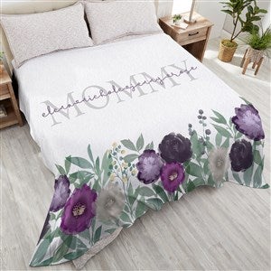 Floral Love For Mom Personalized 90x108 Plush King Fleece Blanket - 30593-K