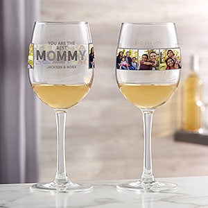 So Glad Youre Our Mom Personalized Photo White Wine Glass - 30619-W