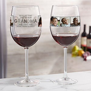 So Glad Youre  Our Grandma Personalized Photo Red Wine Glass - 30620-R