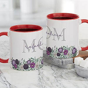 Floral Love For Mom Personalized Coffee Mug 11 oz Red - 30645-R