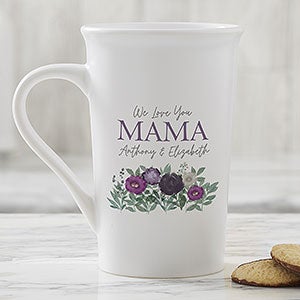 Floral Love For Mom Personalized Latte Mug 16 oz White - 30645-U