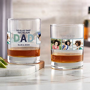 So Glad Youre Our Dad Personalized Photo 14oz. Whiskey Glass - 30681