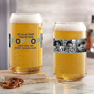 So Glad Youre Our Grandpa Personalized Photo 16oz Beer Can Glass - 30684-B