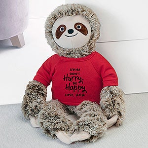 Dont Hurry, Be Happy Personalized Plush Sloth Stuffed Animal - Red - 30718-GR