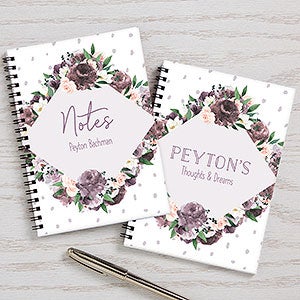 Plum Colorful Floral Personalized Mini Journals - Set of 2 - 30798