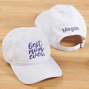Best Mom Ever Personalized White Baseball Cap - 30818-W