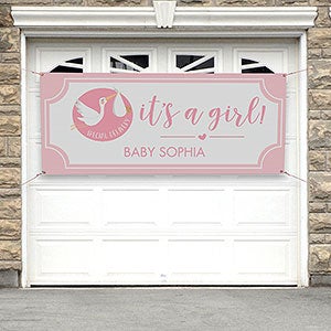 It’s A Girl Baby Announcement Personalized Banner - 30x72 - 30823