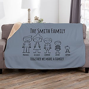 Stick Figure Family Personalized 50x60 Sherpa Blanket - 30843-S
