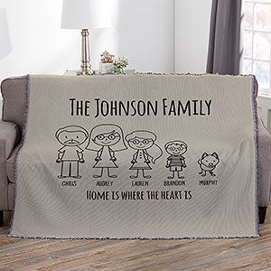 Stick Figure Family Personalized 56x60 Woven Throw - 30843-A