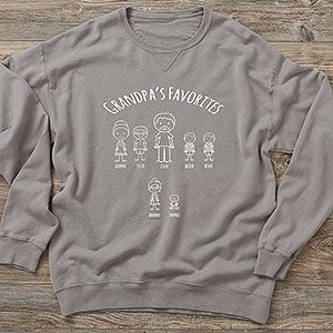 Grandpas Stick Figure Family Personalized Adult Hanes® ComfortWash™ Sweatshirt - 30863-CWS