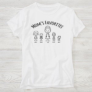 Moms Stick Figure Family Personalized Hanes® Ladies Fitted Tee - 30866-FT