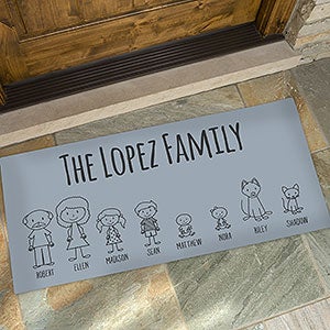 Stick Figure Family Personalized Character Doormat- 24x48 - 30898-O