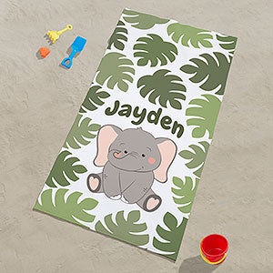 Jolly Jungle Elephant Personalized 30x60 Beach Towel - 30926-SE