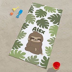 Jolly Jungle Sloth Personalized 35x72 Beach Towel - 30926-LS