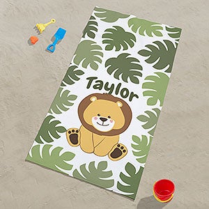 Jolly Jungle Lion Personalized 35x72 Beach Towel - 30926-LL