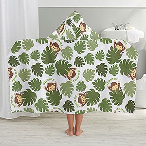 Jolly Jungle Monkey Personalized Kids Hooded Bath Towel - 30931-M