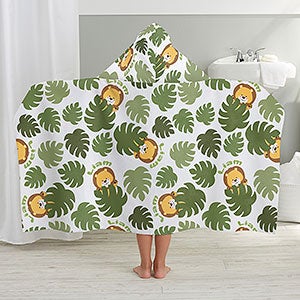 Jolly Jungle Lion Personalized Kids Hooded Bath Towel - 30931-L
