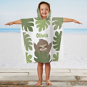 Jolly Jungle Sloth Personalized Kids Poncho Beach & Pool Towel - 30935-S