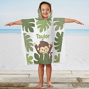 Jolly Jungle Monkey Personalized Kids Poncho Beach  Pool Towel - 30935-M