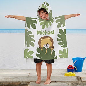 Jolly Jungle Lion Personalized Kids Poncho Beach  Pool Towel - 30935-L