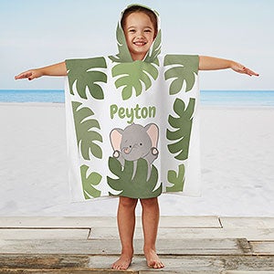 Jolly Jungle Elephant Personalized Kids Poncho Beach  Pool Towel - 30935-E
