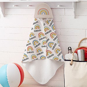 Boho Rainbow Personalized Baby Hooded Beach  Pool Towel - 30947